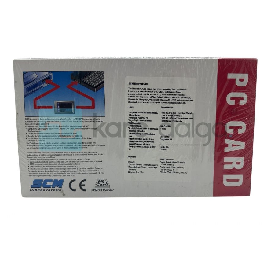 SCM Microsystems ECC V.Z1.0 Ethernet PCMCIA Kart – 10Base-T / BNC, NE2000 Uyumlu