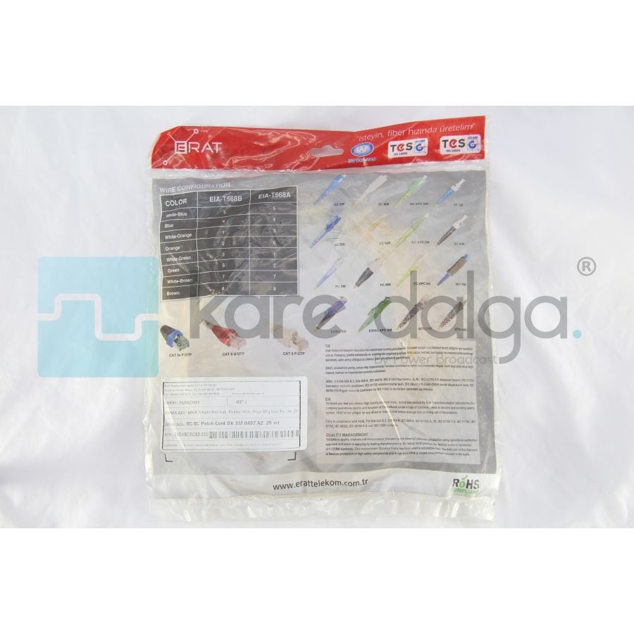 Erat SC-SC DX SM G657.A2 Duplex 25 Metre Fiber Patch Kablo