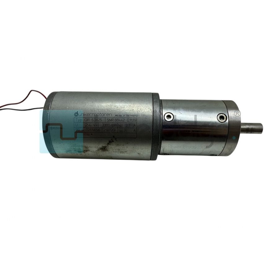 Dunkermotoren GR63x25 DC Motor + PLG52 Redüktör  24V 2.7A  50W  3300 rpm → 92 rpm  36:1 Torklu