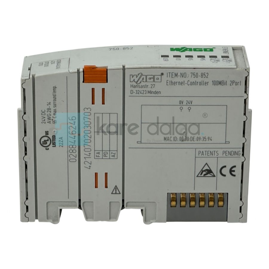 WAGO 750-852 – ETHERNET Kontrolörü (3. Nesil, ECO)