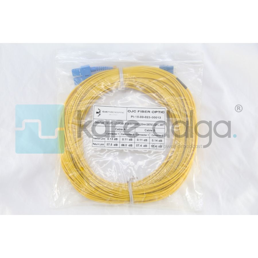 OJC Fiber Optic SC/UPC-LC/UPC Duplex 30 Metre Fiber Patch Kablo